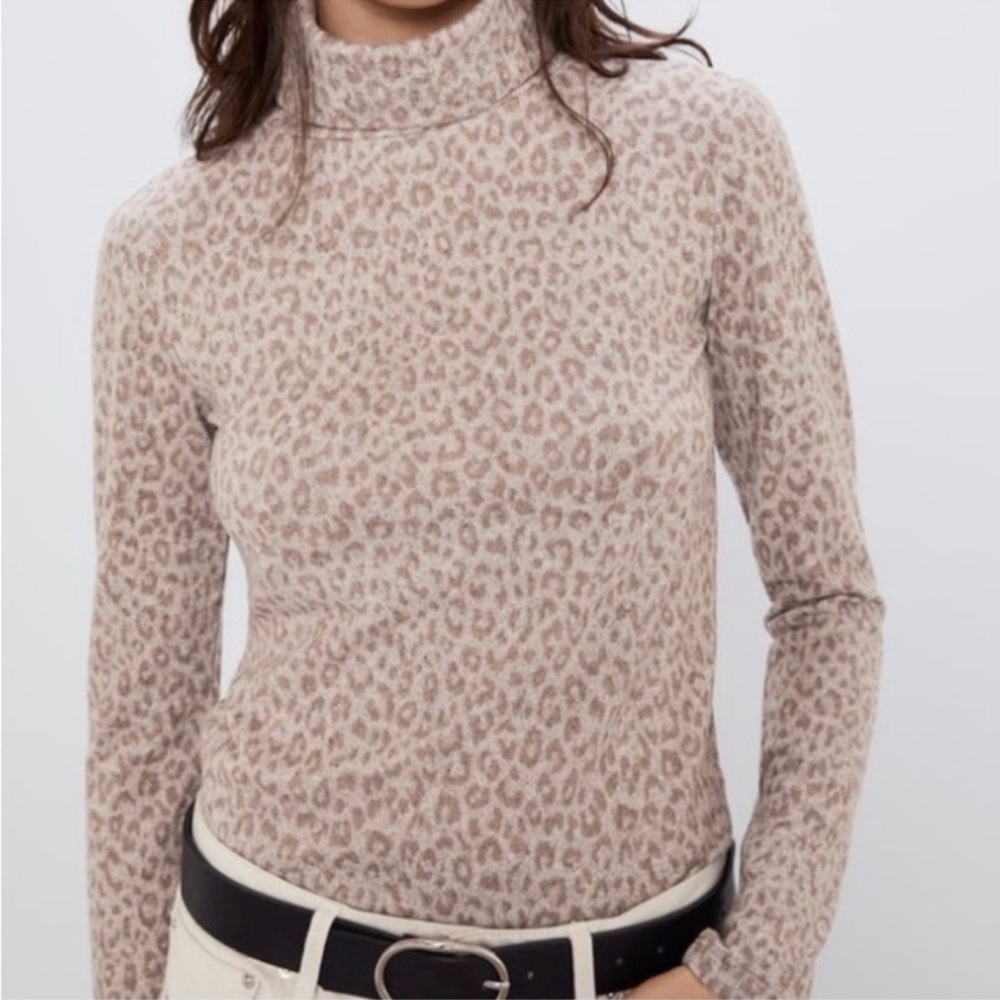 Zara animal print turtleneck
